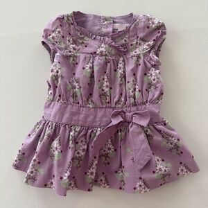 Janie and Jack 0-3 Months Baby Girl Purple Floral Dress Bow